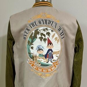 Over The Garden Wall Varsity Jacket Mens L Beige Green Corduroy Embroidered